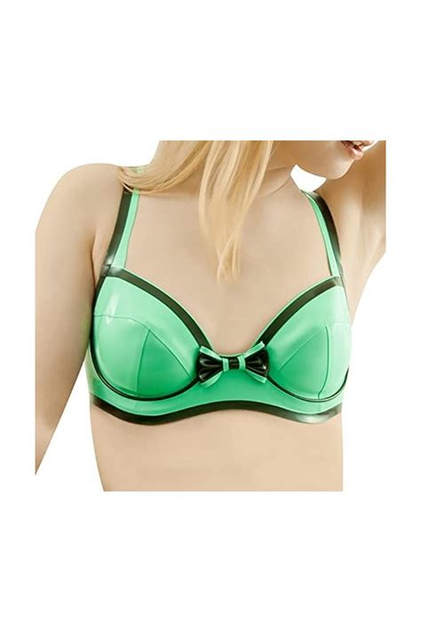 Latex CaoutchoucJade Vert Et Noir Sexy Soutiens Gorge En Latex Avec