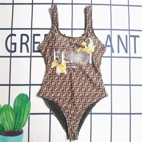 Fendi Beach Swimming Letter Belly Slimmer Look Sexy One Piece Hot Spring Swimsuit Shopee