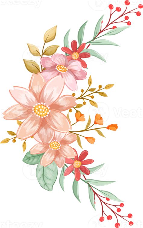 Orange Flower Arrangement With Watercolor Style Png