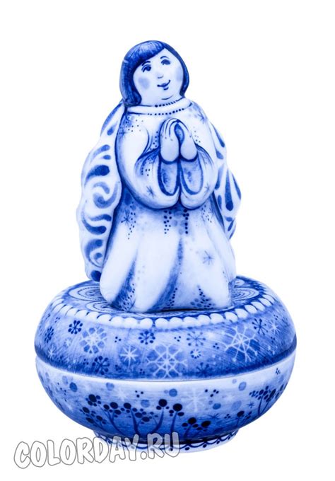 Авторская Гжель фарфоровая шкатулка Милый Ангел ручная роспись