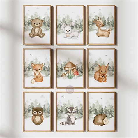 Woodland Animals Nursery Decor Printable Nursery Wall Art - Etsy