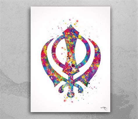 Khanda Symbol Watercolor Print Khanda Wall Art Poster Wall Decor Art ...