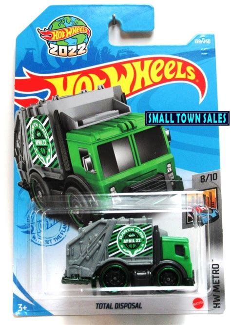 Hot Wheels TOTAL DISPOSAL Green Garbage Truck HW Metro New Small Town Sales