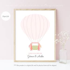 Hot Air Balloon Fingerprint Guestbook Bridal Shower Baby Shower Gift Thumbprint Art Guest Book
