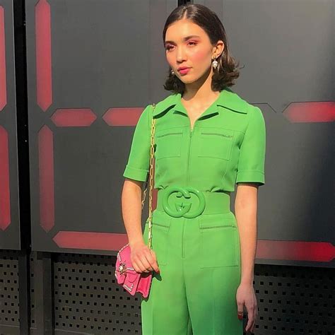 Rowan Blanchard Wearing A Green Gucci Jumpsuit To Their Show Fashion