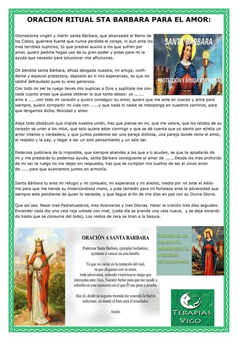 Oracion A Santa Barbara