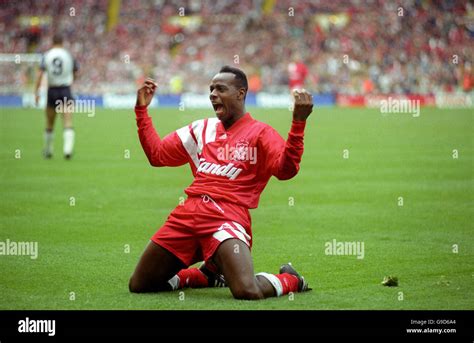 Liverpools Michael Thomas Celebrates Scoring The Opening Goal Stock