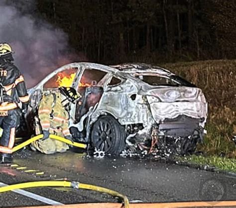 WATCH Firefighters Flood Tesla Model Y Fire With Over 36 000 Gallons