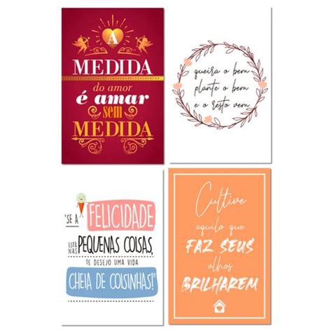 Kit 4 Placas Decorativas Frases Motivacionais 20x13 Cm Giuliana Flores