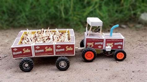 How To Make Tractor With Match Box At Home Easy Mini Tractor