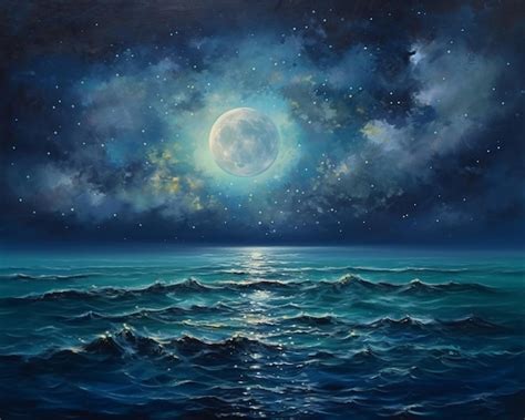 Premium AI Image | A painting of the moon and the stars