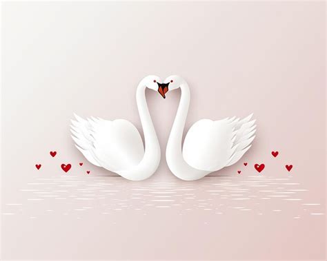 Premium Photo Swan Couple Anniversary Valentine Card Vector Illustration