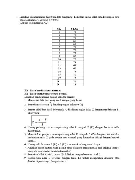 Contoh Soal Normalitas Dan Homogenitas Manual Pdf