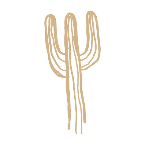 Cactus In Minimalist Boho And Vintage Hand Drawn Illustration For