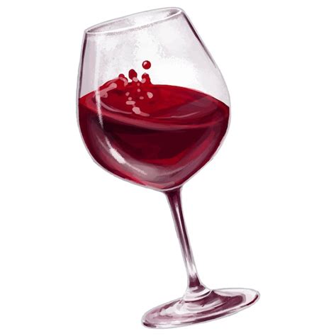 Vaso De Vino Tinto Dibujo Digital Vector Premium