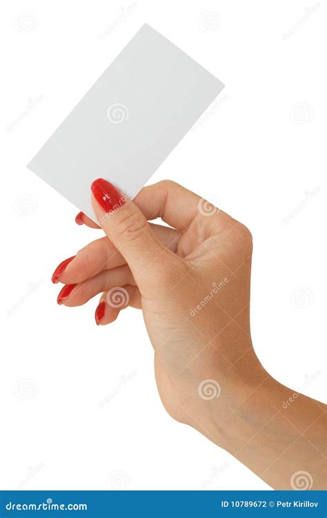 Nice Female Hand Holding A Blank Business Card Stock Photo Image Of