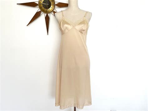 Vintage S Nude Nylon Full Slip By Vanity Fair Retro Lingerie Feminine Classic Slip For