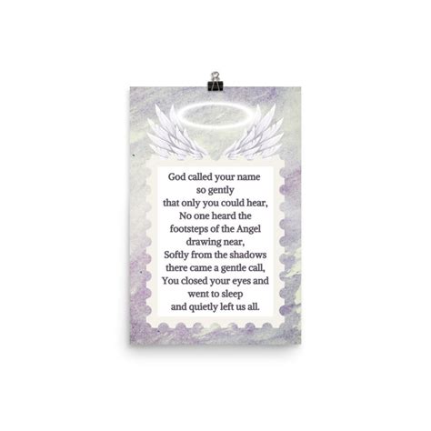 God Called Your Name Poster Memorial T Christian T Grief Poem