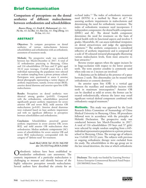 Pdf Comparison Of Perceptions On The Dental Aesthetics Of Different Malocclusions Between