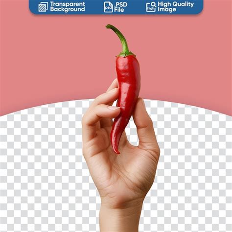 Premium Psd Red Hot Cayenne Pepper A Natural Chili Pod Held In Hand For Culinary Recipes And