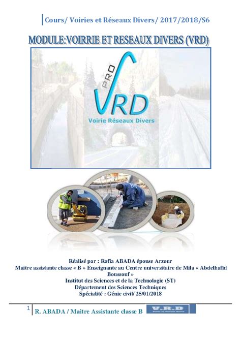 Cours Vrd Module Des Voiries Et R Seaux Divers Vrd Exercices D