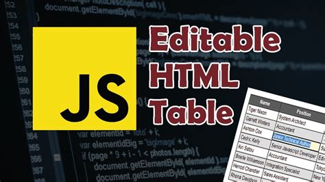 Javascript Tutorial Make Html Table Content Editable No Jquery Youtube