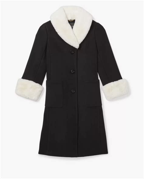 Faux Fur Trim Wool Coat Kate Spade New York Kate Spade New York