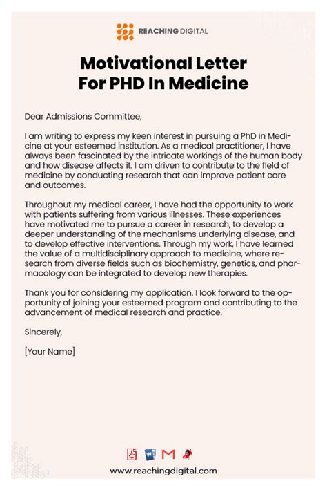 Motivation Letter For Phd In Medicine Samples Reaching Digital