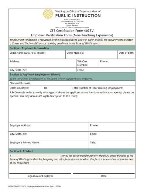 Fillable Online V Cte Employer Verification Form Fax Email Print