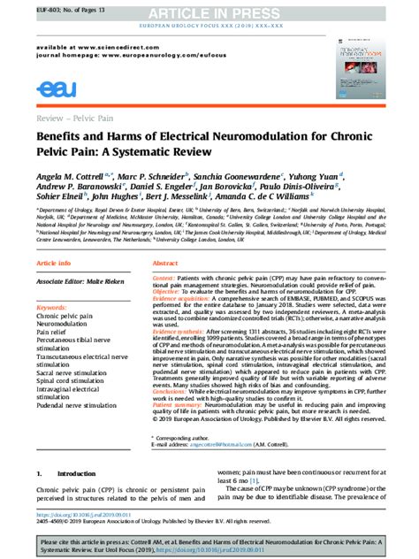 Pdf Benefits And Harms Of Electrical Neuromodulation For Chronic Pelvic Pain A Systematic