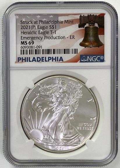 Struck At Philedelphia Mint 2021 P US Silver Heraldic Eagle Type 1