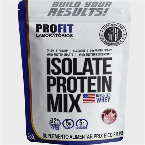 Whey Protein Isolado Mix Hidrolisado Conc 900g Morango Refil Profit