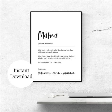 Printable Poster Karte Mama Definition Art Print Bild Zum Ausdrucken