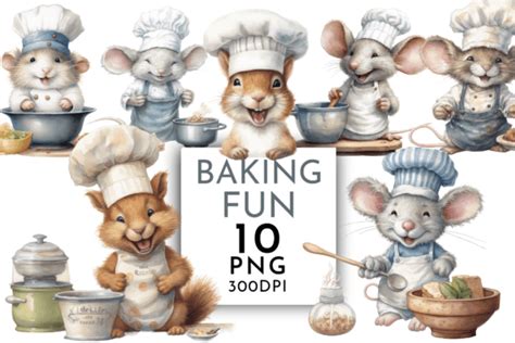 Baking Fun Mice Clipart Png Graphic By Watercolour Lilley · Creative