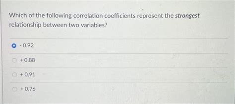 Solved Which Of The Following Correlation Coefficients Chegg