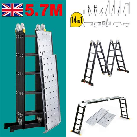 M Aluminium Folding Ladder Multi Purpose Extendable Platform