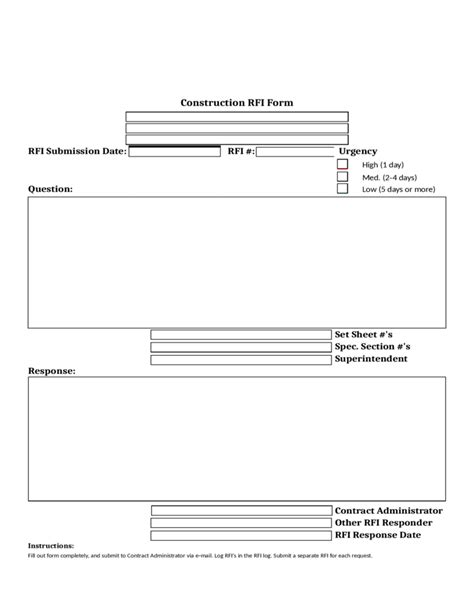 Free Rfi Template Word Printable Templates