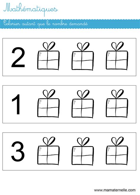 Mathématiques colorier autant que le nombre Ma Maternelle