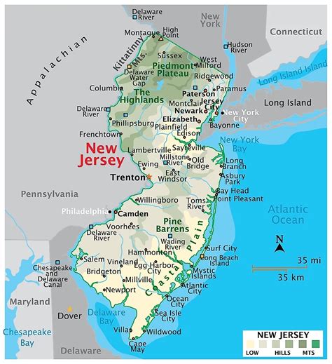 New Jersey Map With Cities And Towns