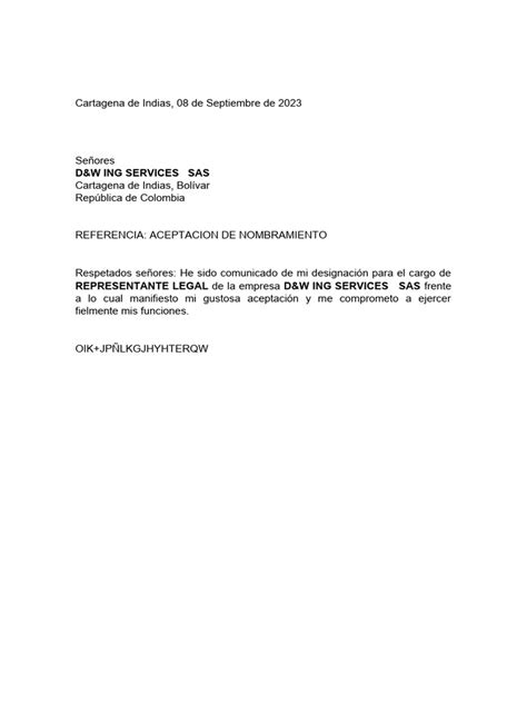 Carta De Nombramiento Pdf