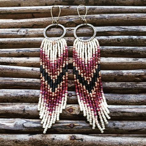 Hoop Seed Bead Earrings Seed Bead Fringe By Wildhoneypiedesign