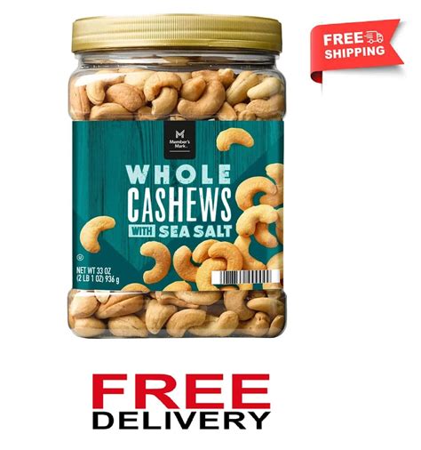 Member S Mark Roasted Whole Cashews With Sea Salt 33 Oz FREE SHIPPING