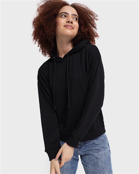 Buy Womens Black Oversized Hoodie Online At Bewakoof