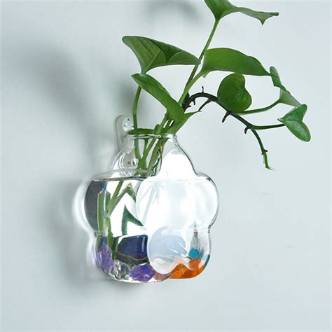 Wall Mounted Flower Shaped Glass Flower Vase Home Garden Wedding Party Electronic Pro