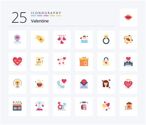 Pack D icônes Valentine 25 Flat Color Y Compris Love Valentines Love