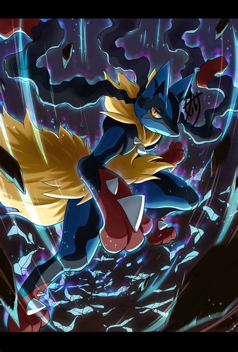 Lucario And Mega Lucario Pokemon Drawn By Skarameru Danbooru