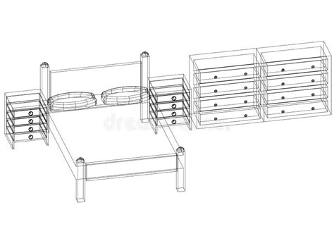 Bedroom 3D Blueprint - Isolated Stock Illustration - Illustration of ...