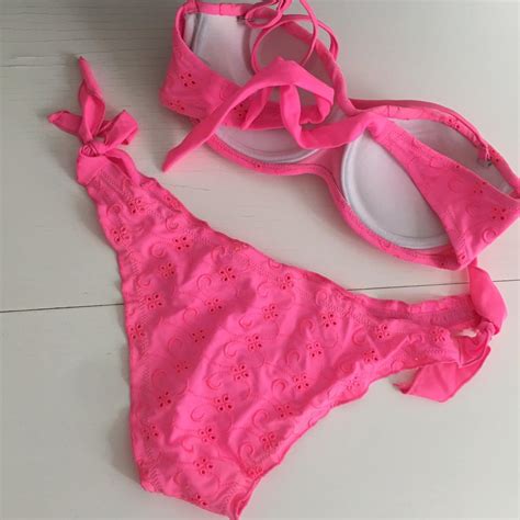 Vintage S Bikini With Ruched Bottoms And Bandeau Depop