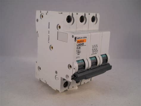 Merlin Gerin MCB 25 Triple Pole 3 Phase Breaker Type D 25A C60HD325