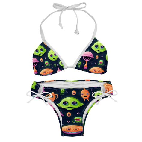Alien Swimming Suit Bikini Set Bikinis Detachable Sponge Adjustable Strap Two Pack Beach